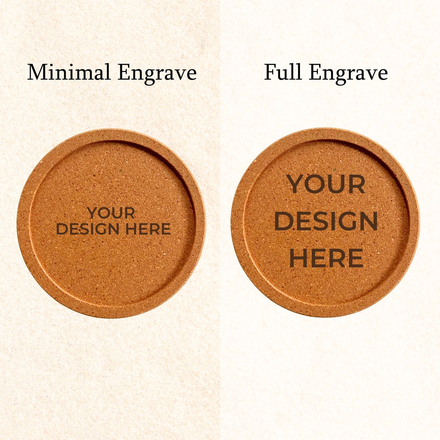 Cork Coaster with Raised Border - Engraved
