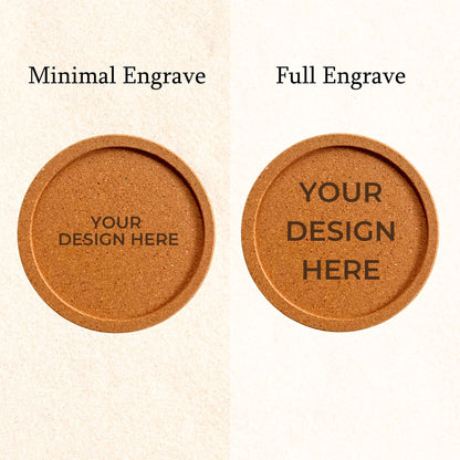 Cork Coaster with Raised Border - Engraved