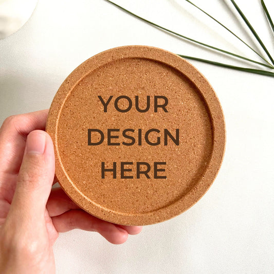 Cork Coaster with Raised Border - Engraved