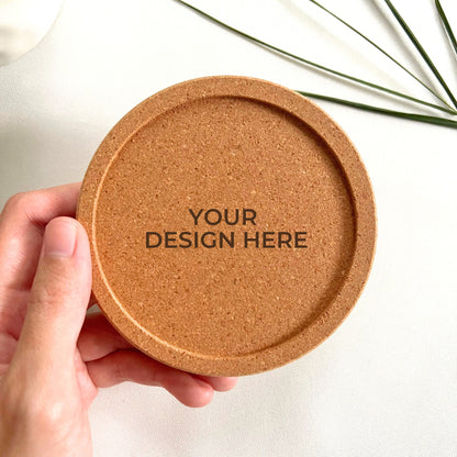 Cork Coaster with Raised Border - Engraved