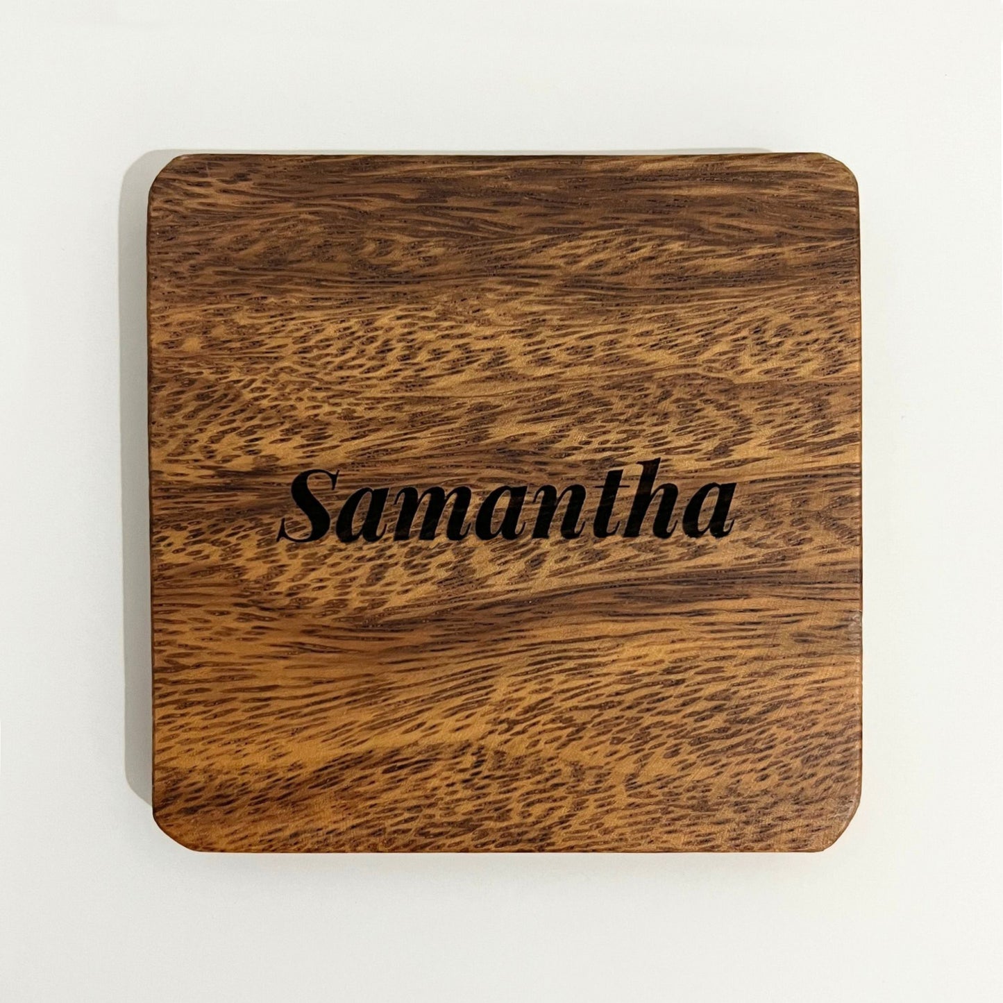 Square Wood Coaster - Name/Text Engraved