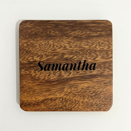 Square Wood Coaster - Name/Text Engraved