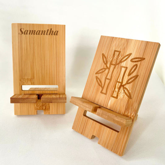 Bamboo Phone Stand - Engraved
