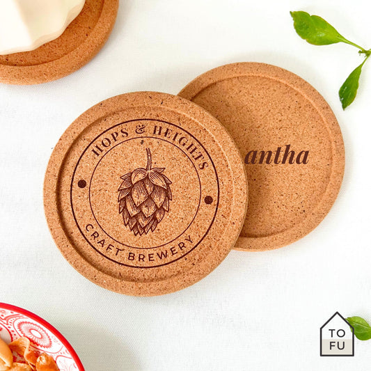 Cork Coaster with Raised Border - Engraved