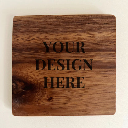 Square Wood Coaster - Logo/Own Design Engraved